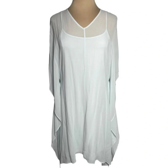 Eileen Fisher pale blue
Sheer Silk V-Neck kaftan Dress w/ Belt - Picture 9 of 14